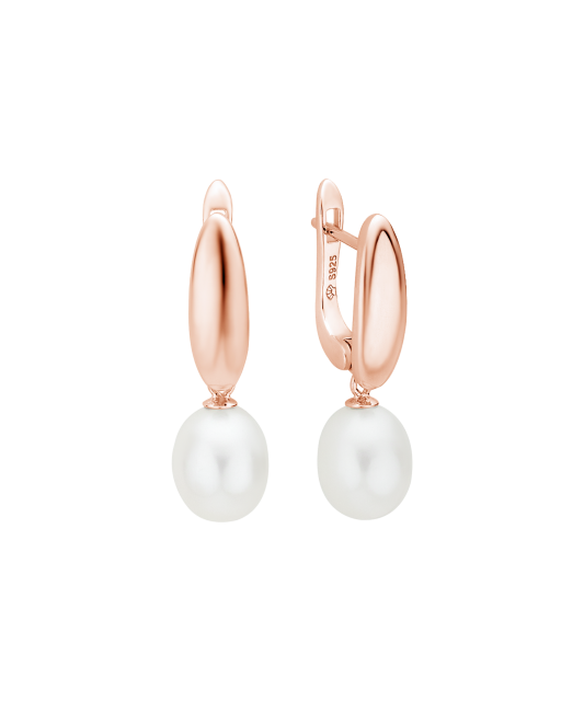 Gilded sterling silver earrings with pearls