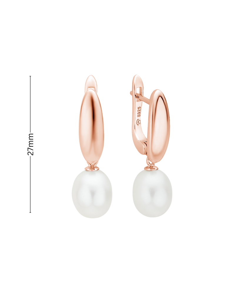 Gilded sterling silver earrings with pearls