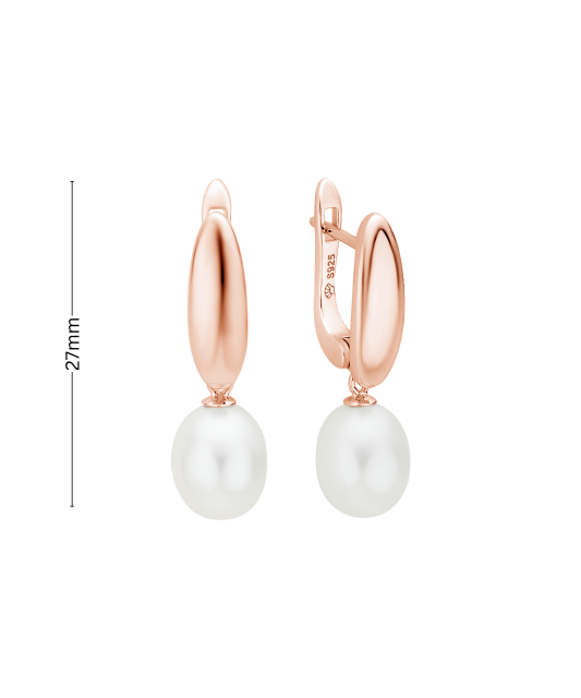 Gilded sterling silver earrings with pearls