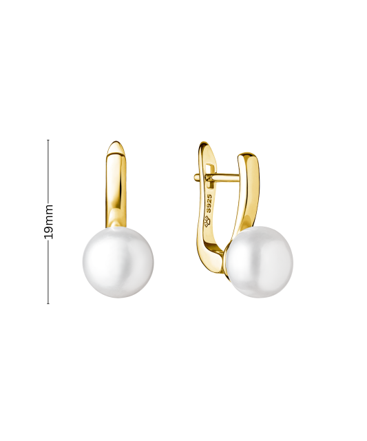 Gilded sterling silver earrings with pearls