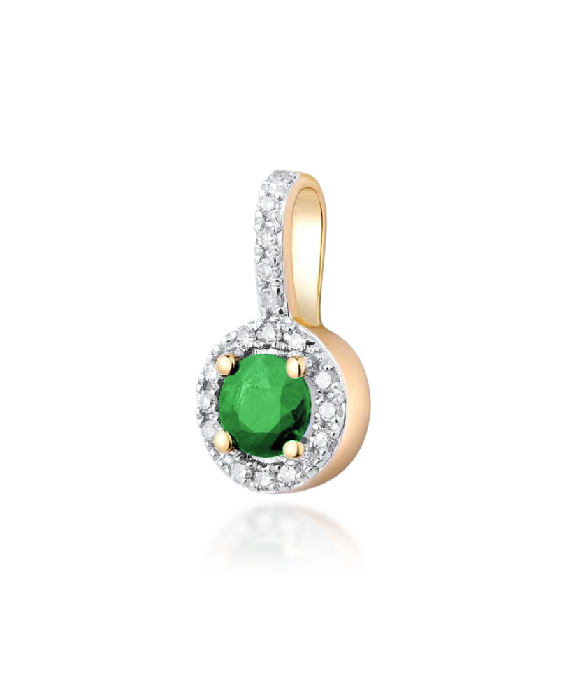 Yellow gold pendant with emerald and diamonds