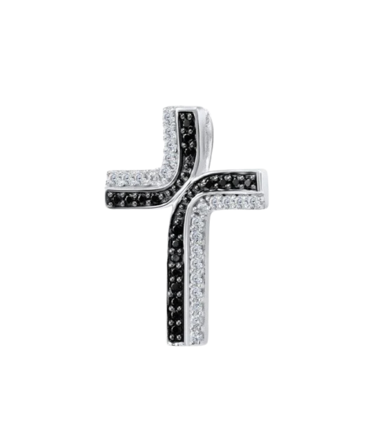 Sterling Silver pendant with spinels and zircons "Cross"