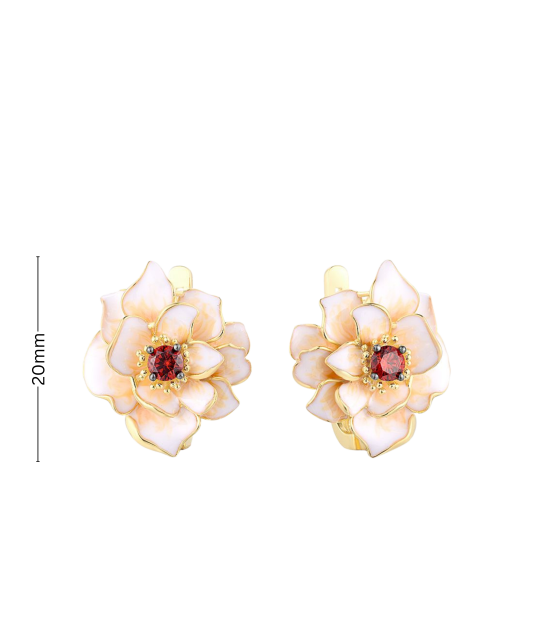 Gilded sterling silver earrings with zircons and enemal