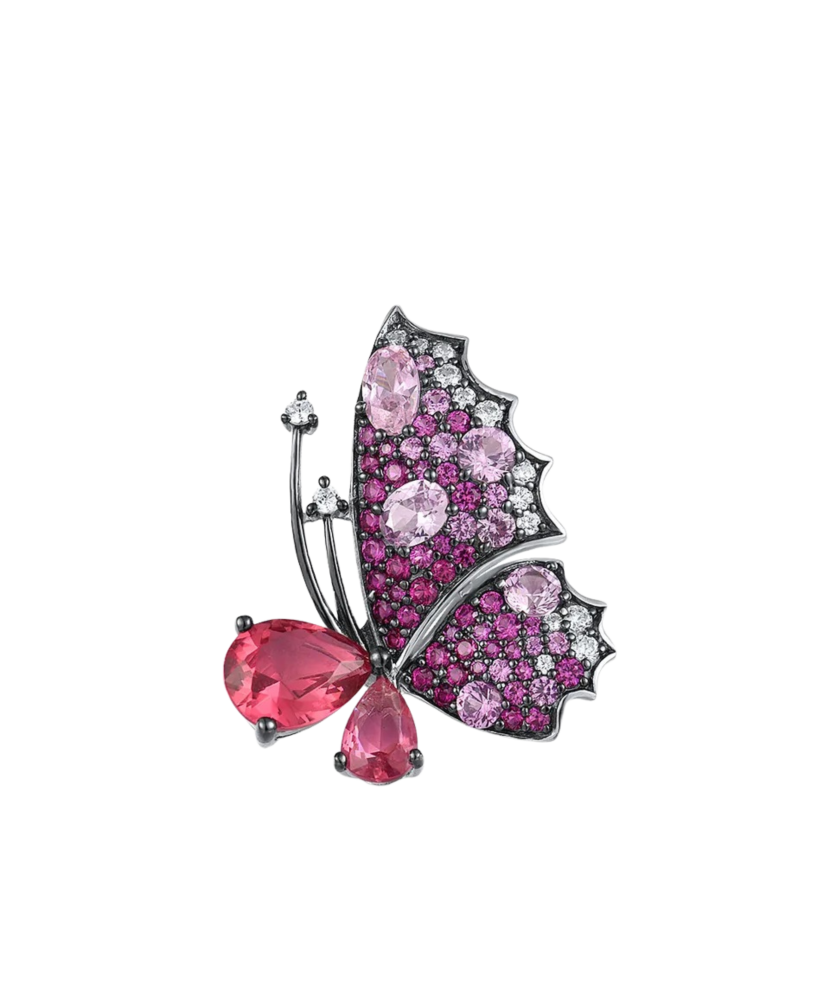 Silver pendant with nano rubies and spinels