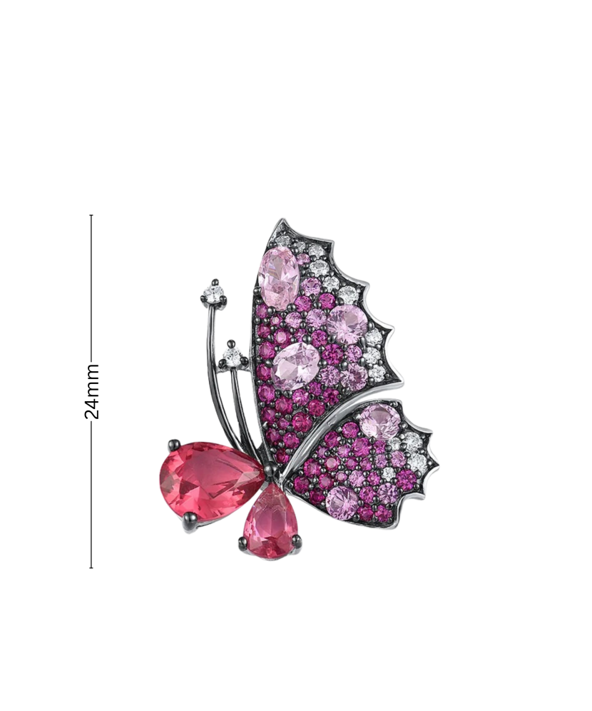 Silver pendant with nano rubies and spinels