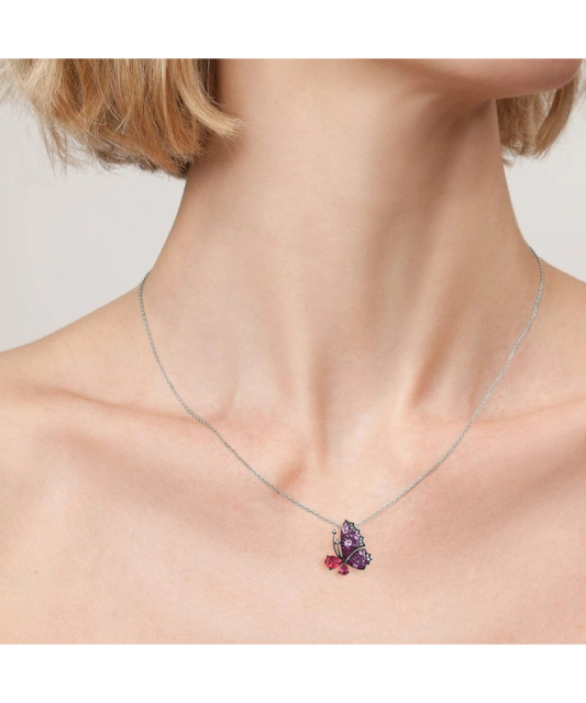 Silver pendant with nano rubies and spinels