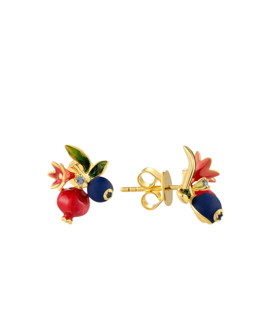 Gilded sterling silver earrings with enamel