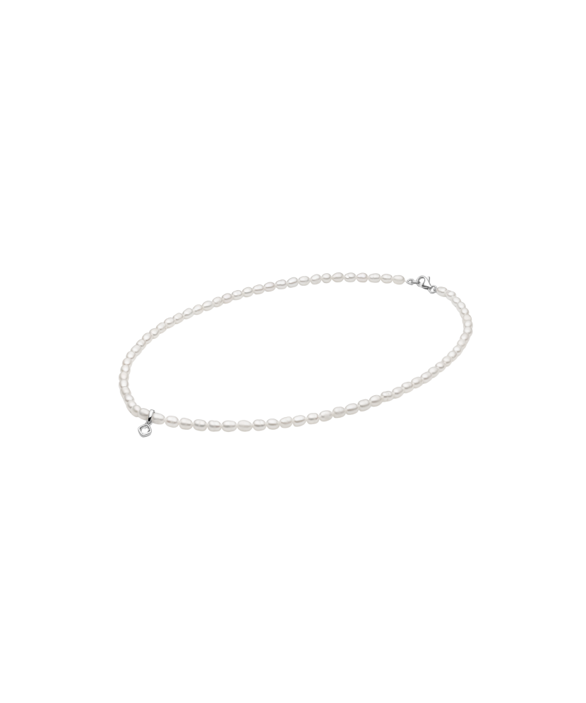 Pearl necklaces with sterling silver and zirconium pendant