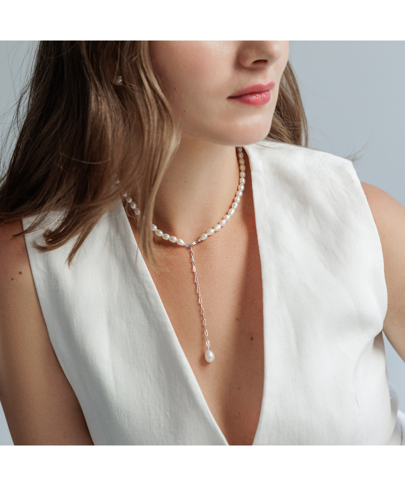 Pearl necklaces with sterling silver