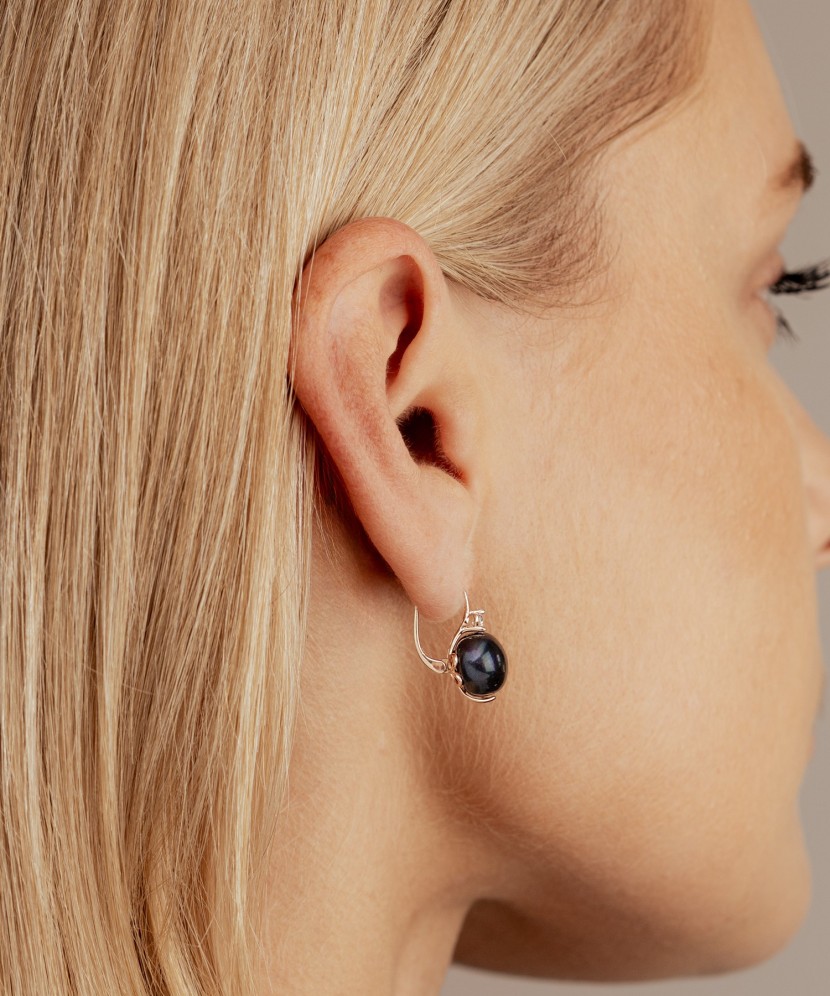 auksiniai auskarai su perlais ir cirkoniais  - Goldinga