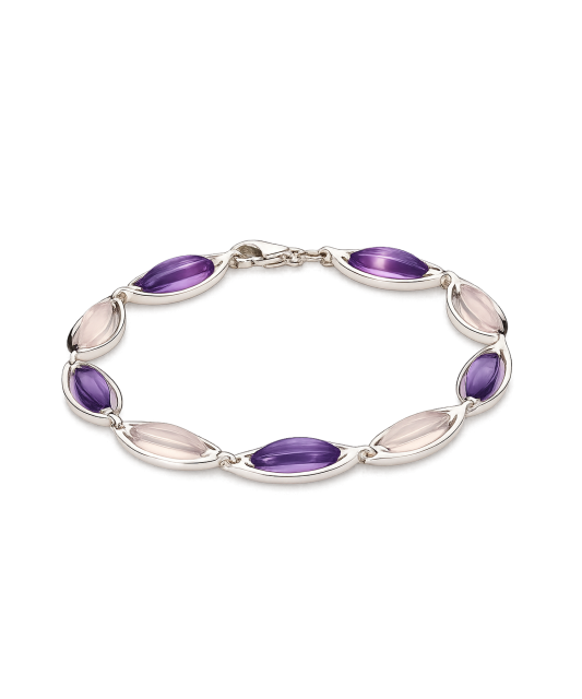 Sterling Silver bracelet with amethysts and rose quartz