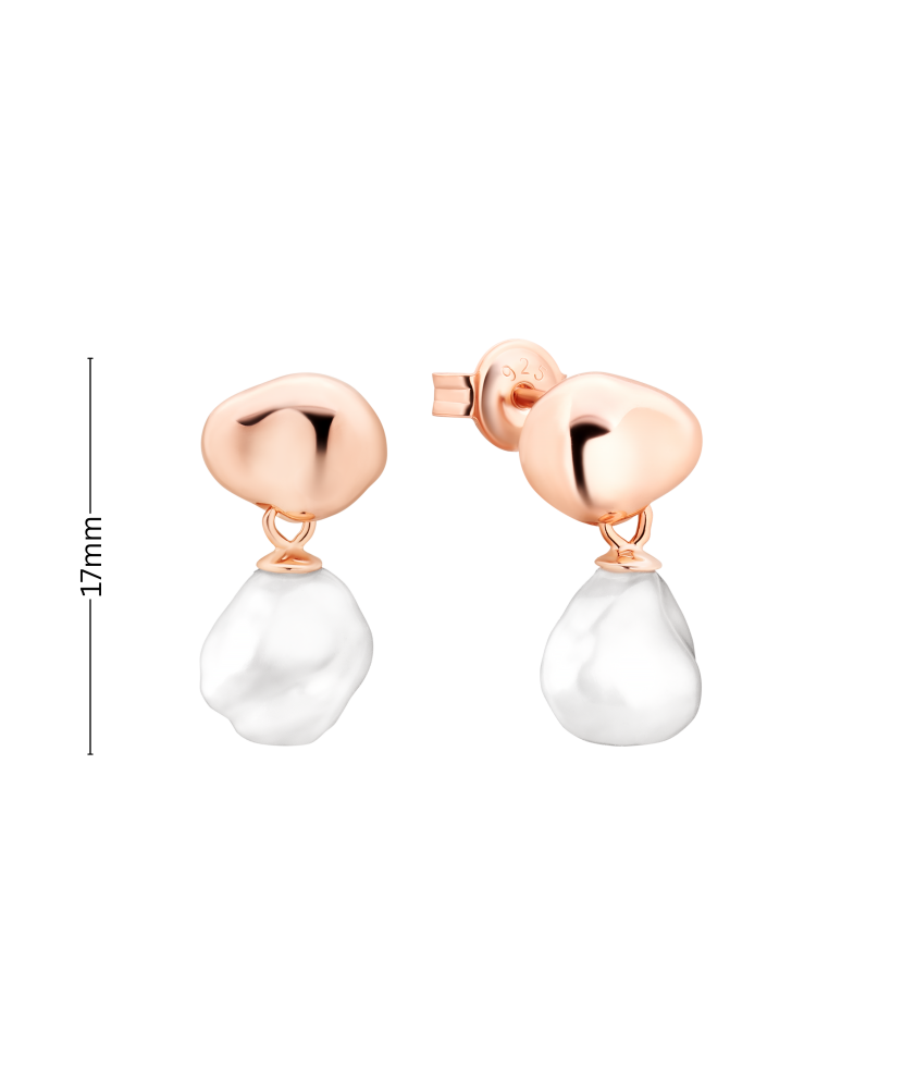 Gilded sterling silver earrings with pearls