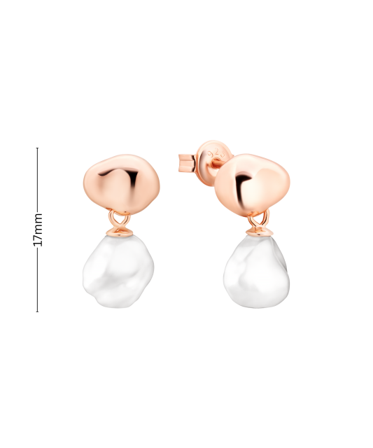 Gilded sterling silver earrings with pearls