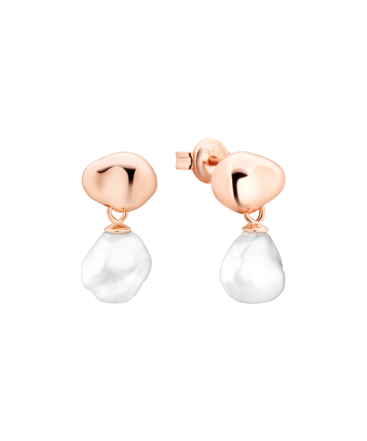 Gilded sterling silver earrings with pearls