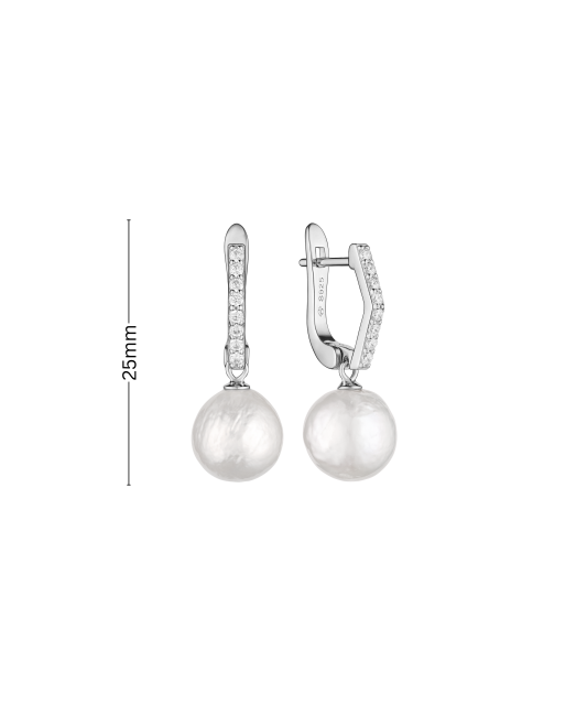 Sterling silver earrings with Kasumi pearls and zircons