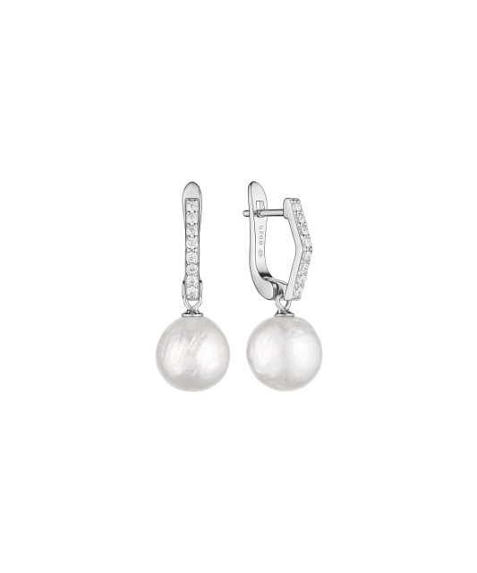 Sterling silver earrings with Kasumi pearls and zircons