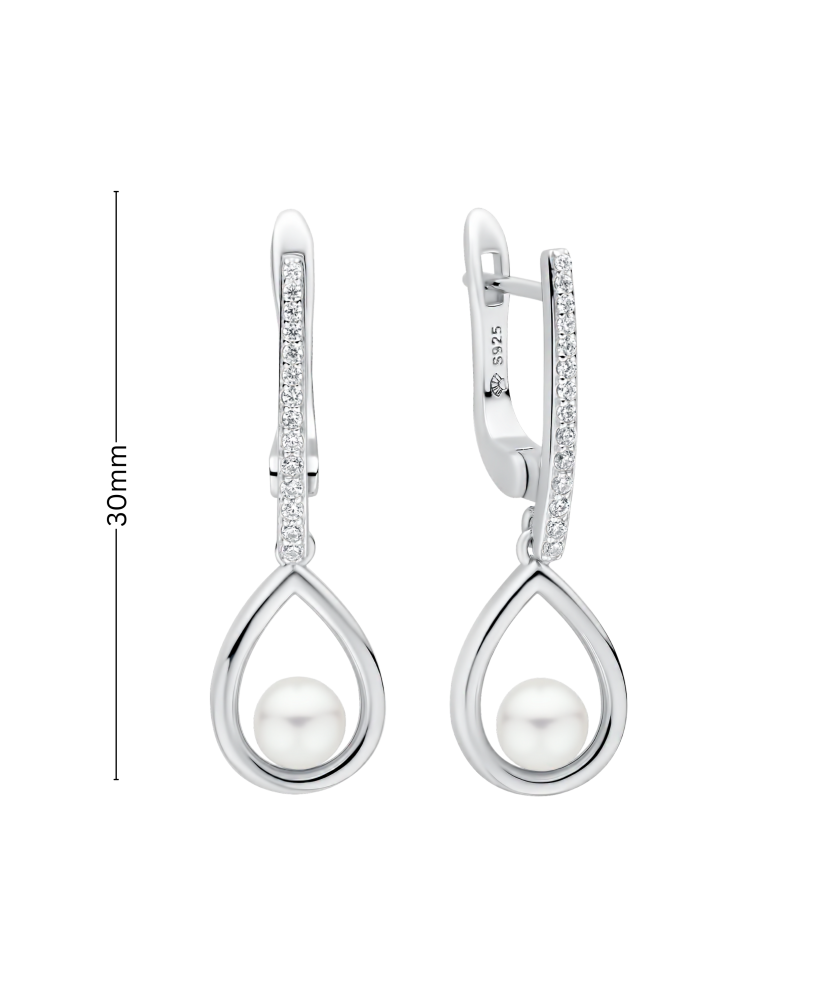 Sterling silver earrings with pearls and zircons