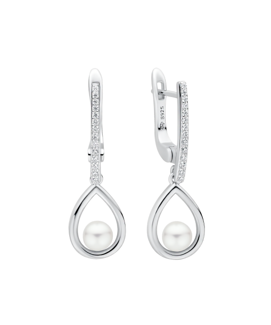 Sterling silver earrings with pearls and zircons