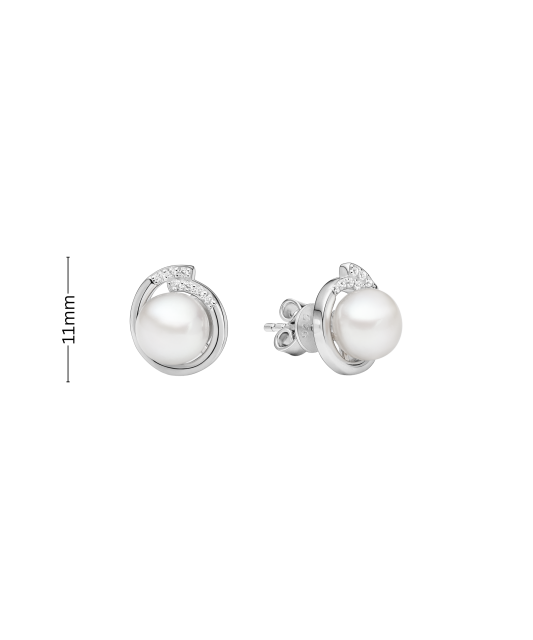 Sterling silver earrings with pearls and zircons