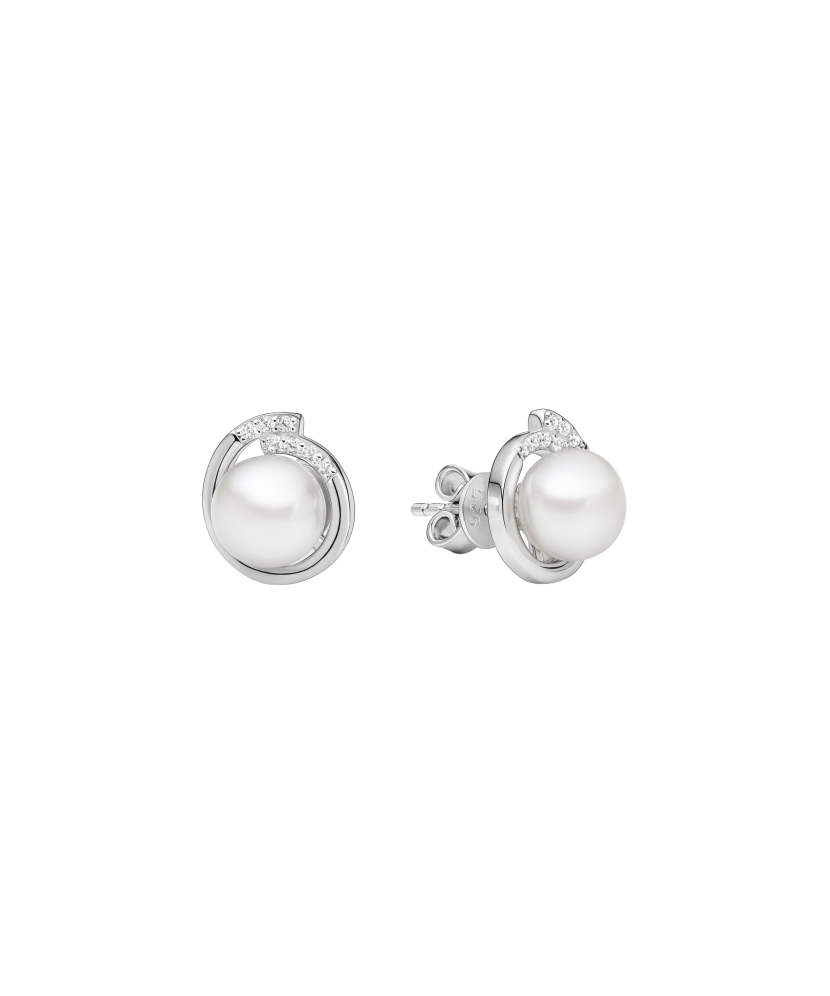 Sterling silver earrings with pearls and zircons
