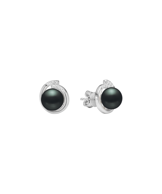 Sterling silver earrings with pearls and zircons