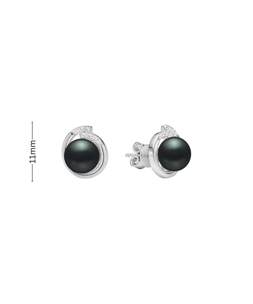 Sterling silver earrings with pearls and zircons