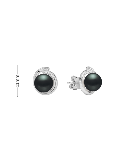 Sterling silver earrings with pearls and zircons