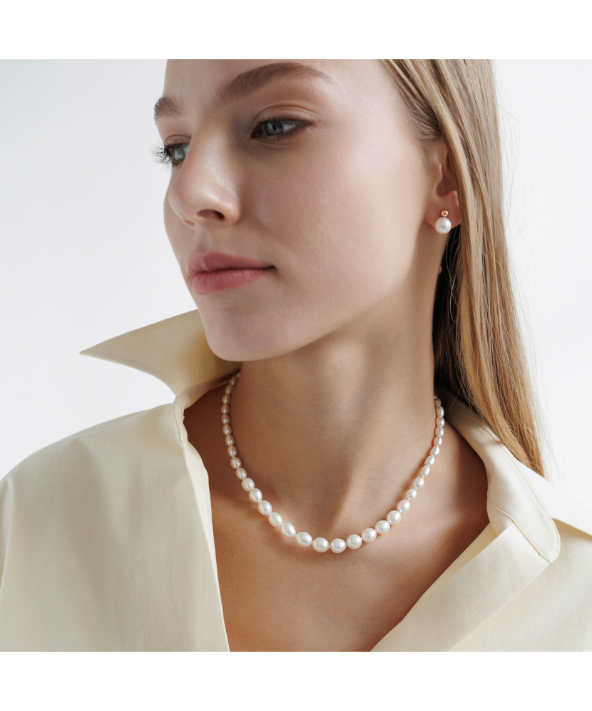 Gilded sterling silver earrings with pearls