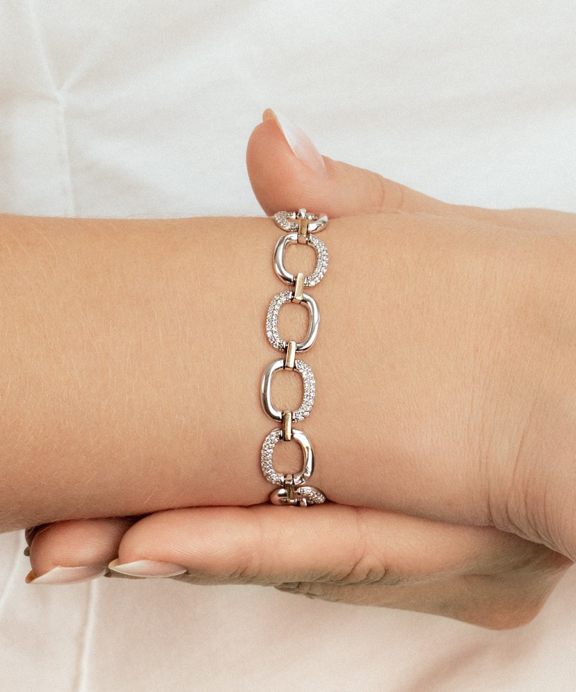 Gold plated sterling Silver bracelet with zircons