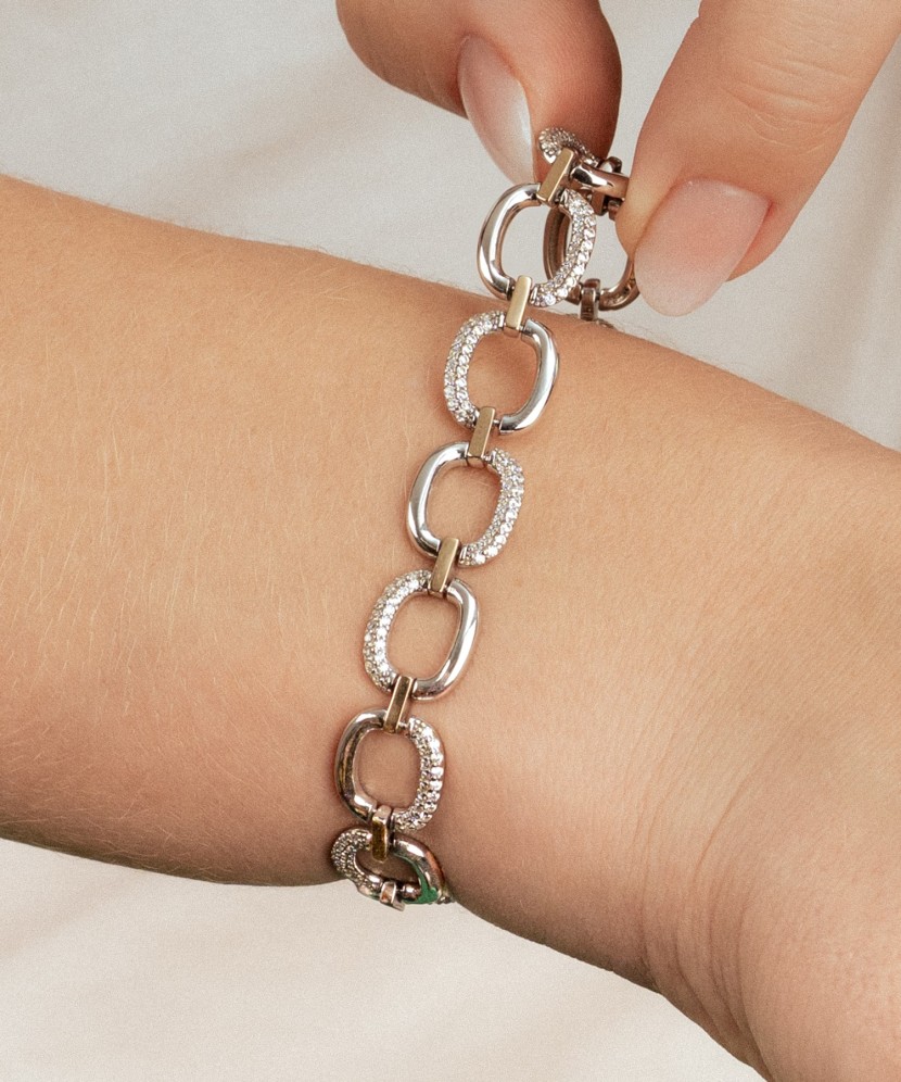 Gold plated sterling Silver bracelet with zircons