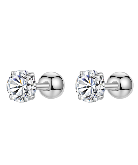 Sterling silver earrings with zircons 4mm