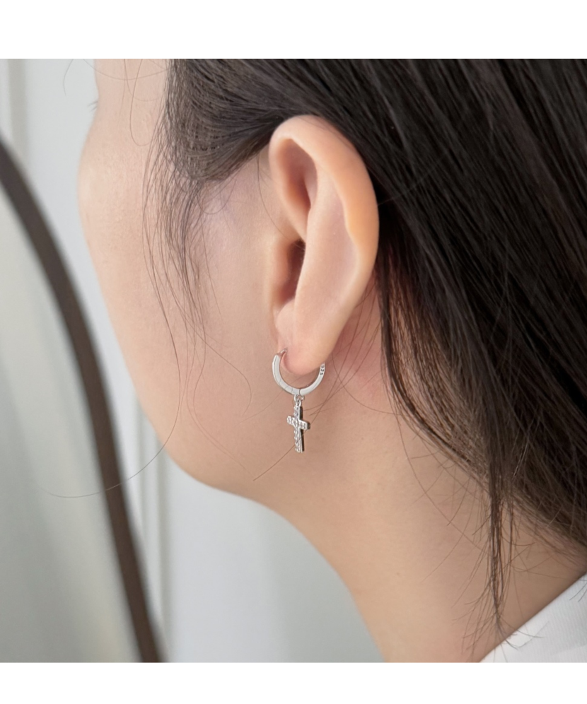 Sterling silver earrings with zircons "Crosses"