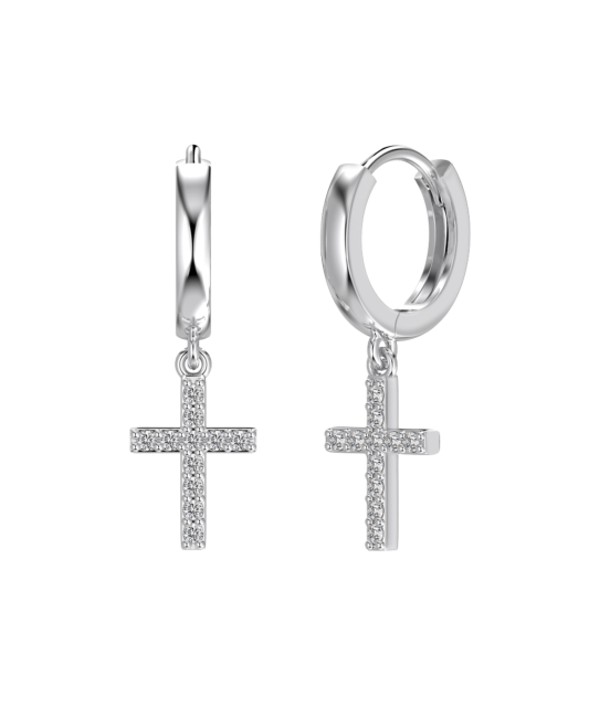 Sterling silver earrings with zircons "Crosses"