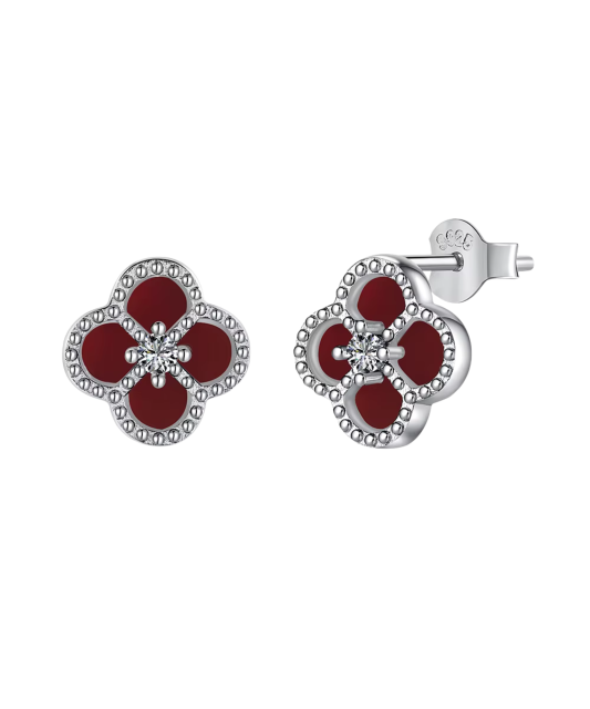 Hopeiset korvakorut onyksilla ja zirkoneilla