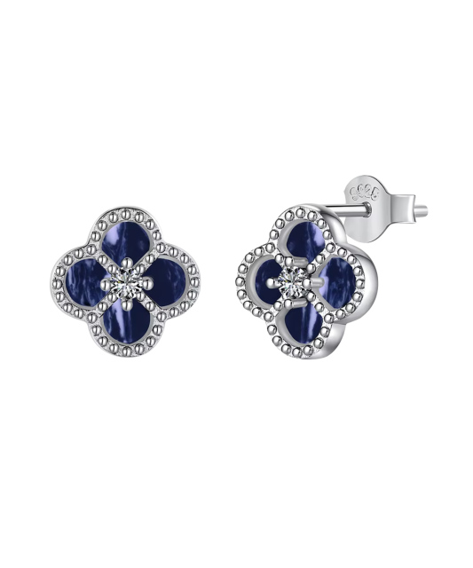 Sterling silver earrings with nacre and zircons