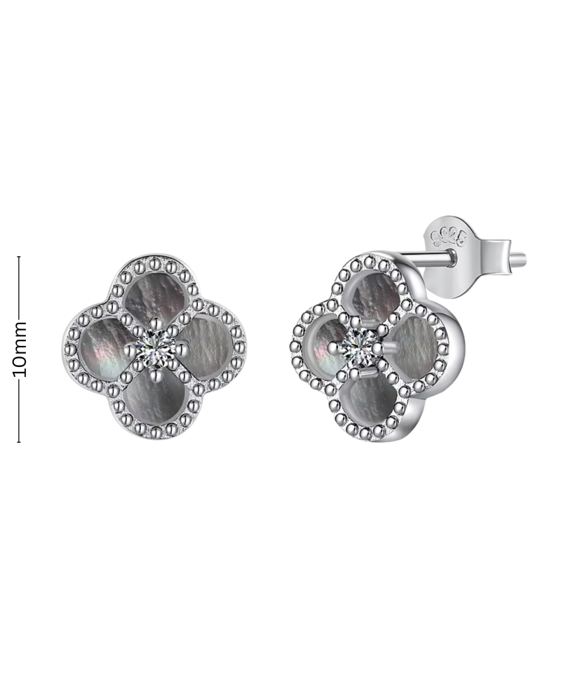 Sterling silver earrings with nacre and zircons