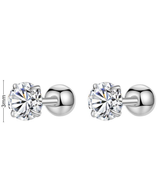 Sterling silver earrings with zircons 3mm
