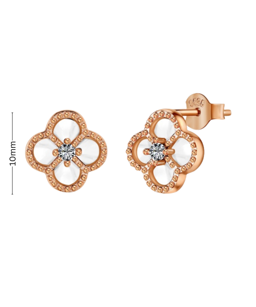 Gold-plated silver earrings with mother-of-pearl and zircons