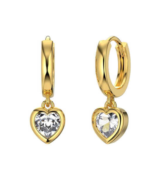 Gilded sterling silver earrings with zircons