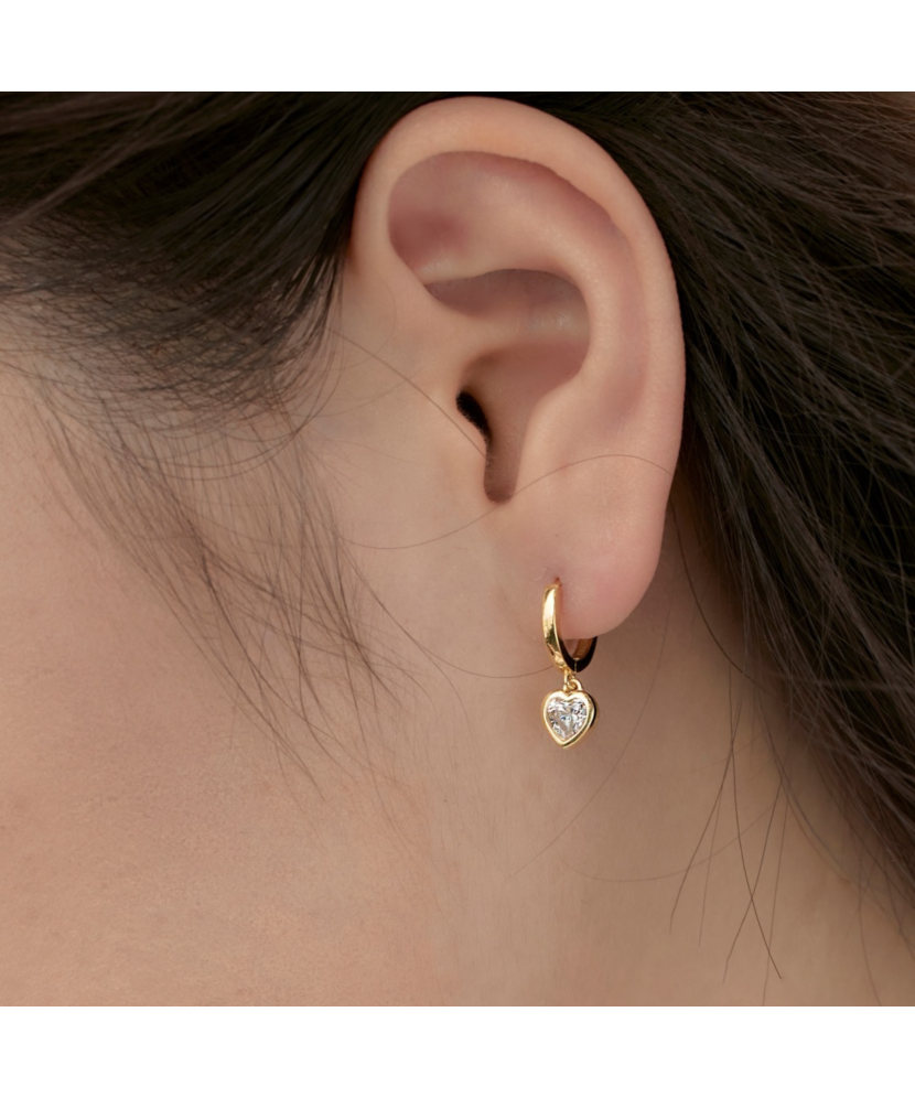 Gilded sterling silver earrings with zircons