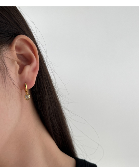 Gilded sterling silver earrings with zircons