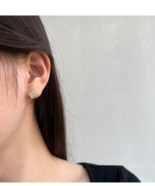 Gilded sterling silver earrings with zircons