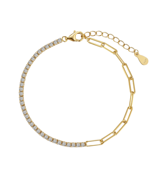 Gold-plated sterling Silver bracelet with zircons