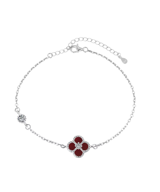 Sterling Silver bracelet with zircons and mother-of-pearl