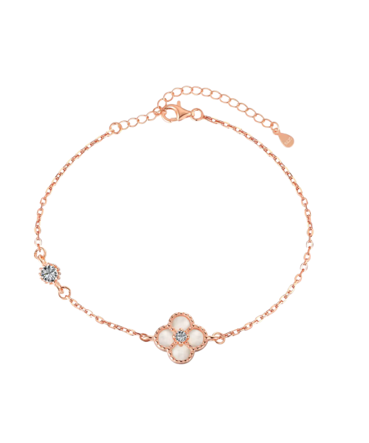 Gold-plated Silver bracelet with zircons and mother-of-pearl