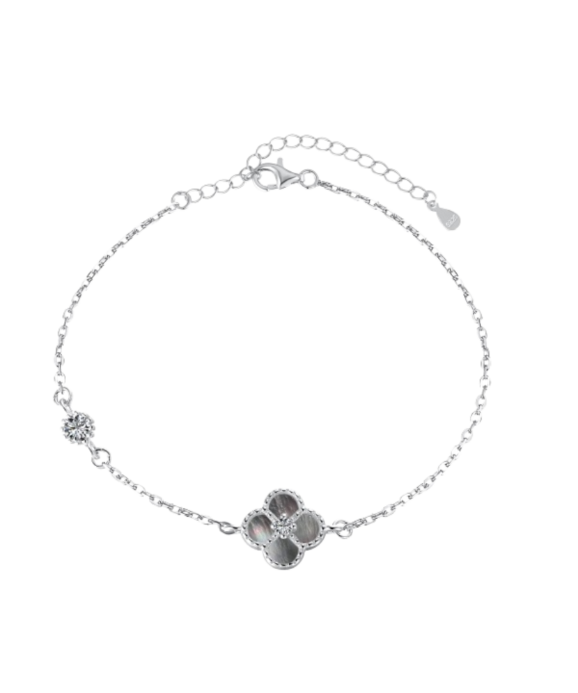 Sterling Silver bracelet with zircons and mother-of-pearl