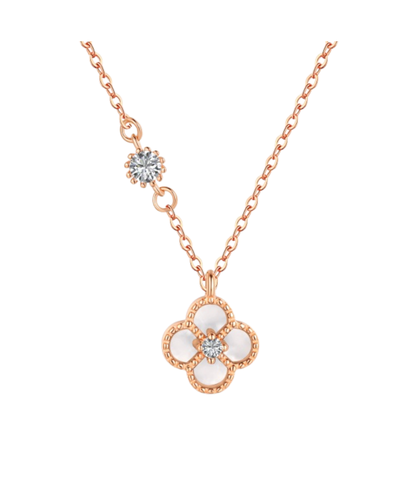 Gold-plated Silver chain with mother-of-pearl and zircon pendant