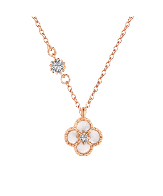Gold-plated Silver chain with mother-of-pearl and zircon pendant