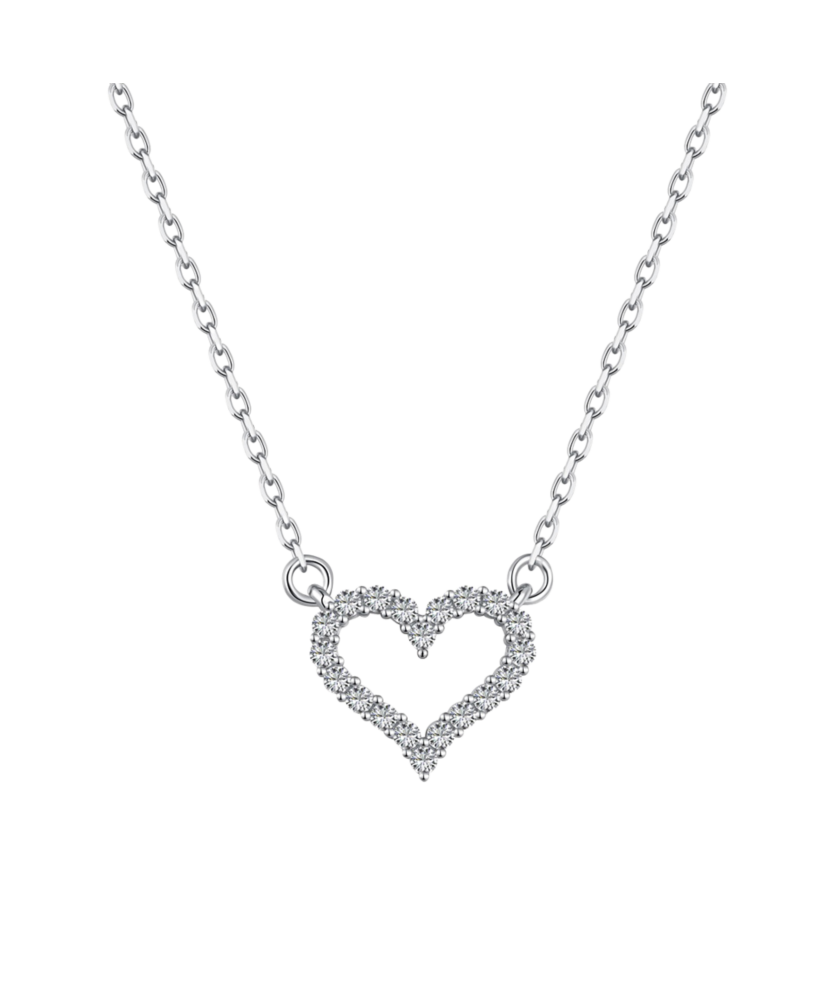 Sterling silver chain with zirconium pendant "heart"