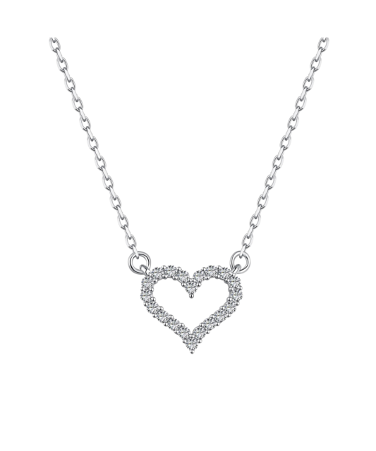 Sterling silver chain with zirconium pendant "heart"